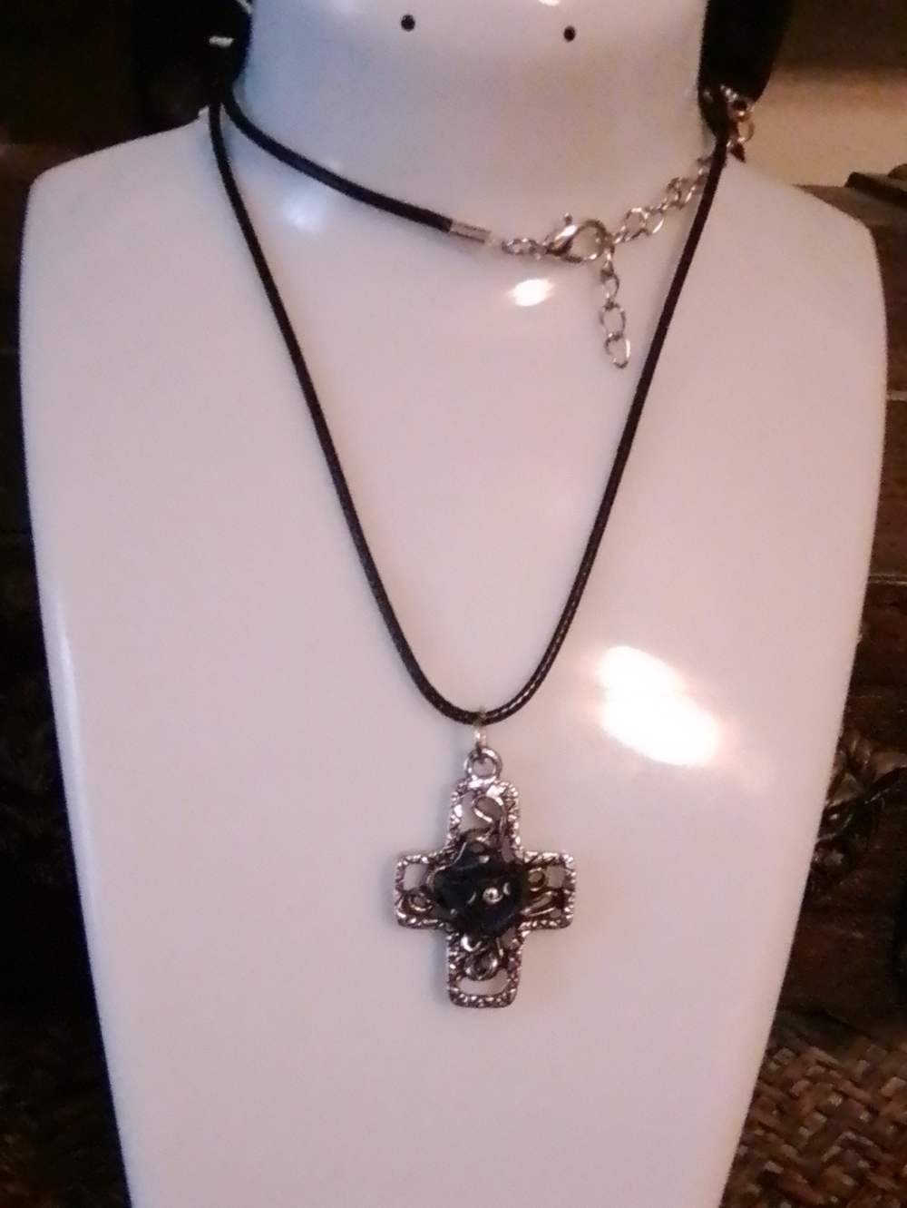 Black Cross Pendant Necklace - Women Jewelry
